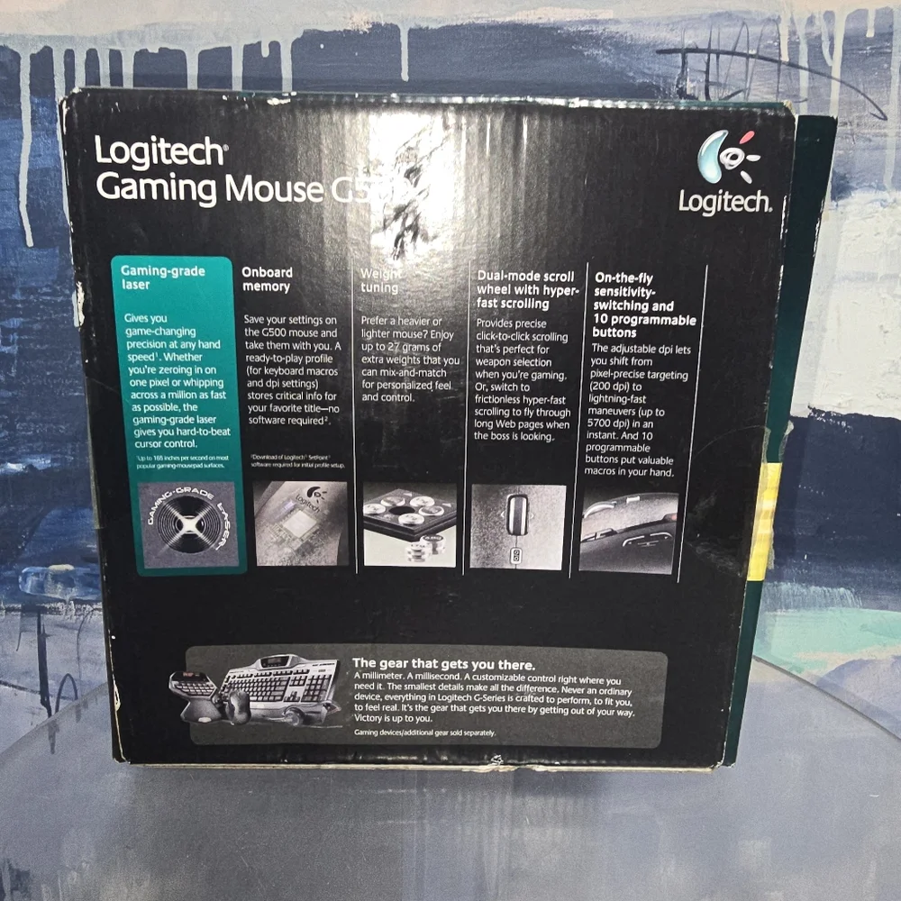 Logitech G500 Computer Laser Mouse with Weights and Tray - Used, Working